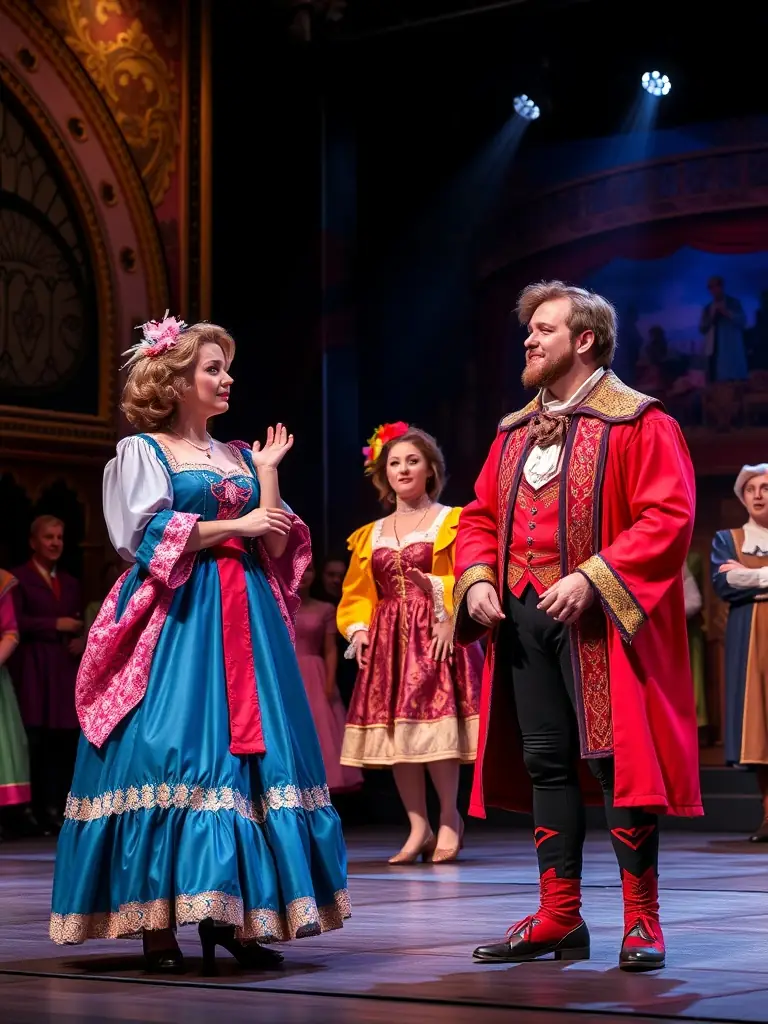 A compelling shot of a stage play, depicting actors in costume and character, conveying the association's involvement in supporting stage works and performing arts.